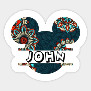 John Name With Seamless Pattern Sticker